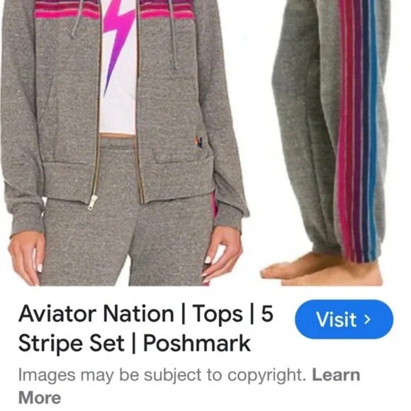 Aviator Nation Gray Sweatpants with Colorful Stripes Size Large - Picture 3 of 8